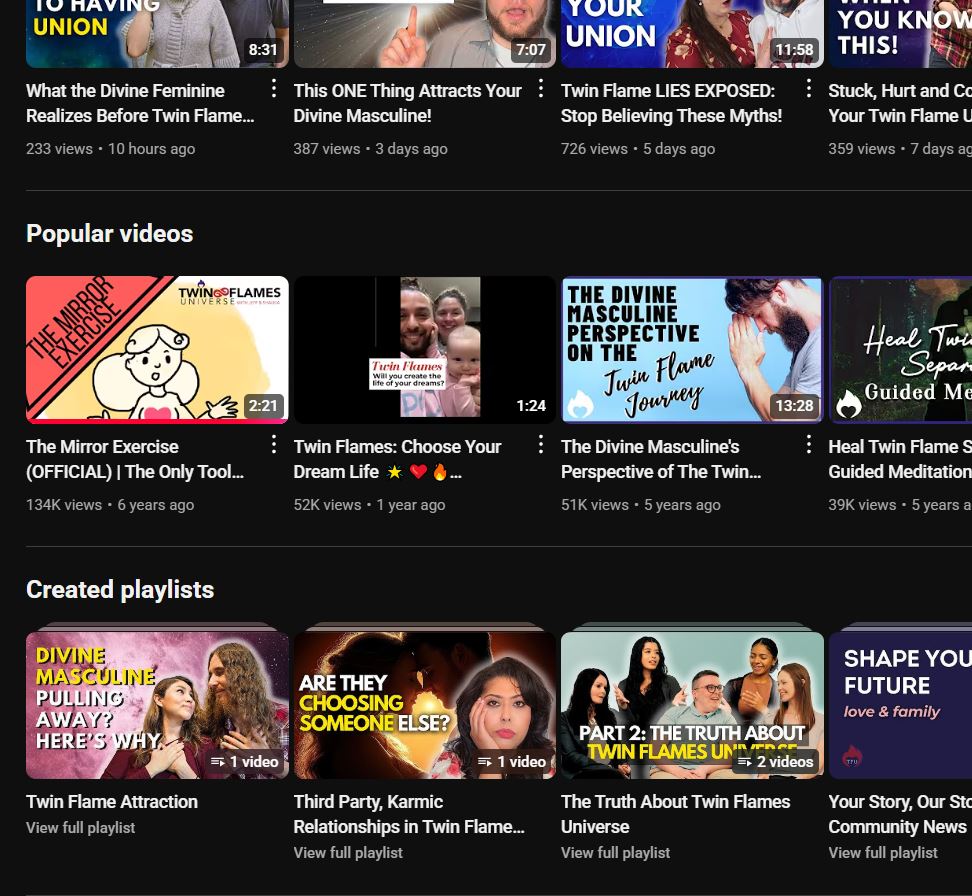 Twin Flames Universe Youtube Library